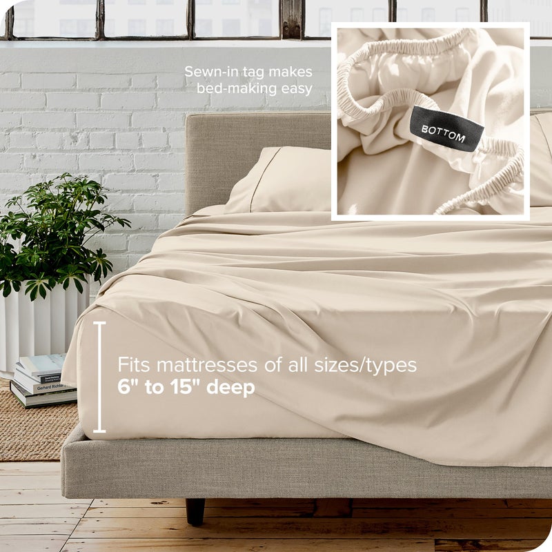 Bare Home Full Sheet Set - Luxury 1800 Ultra-Soft Microfiber Full Bed Sheets - Double Brushed - Deep Pockets - Easy Fit - 4 Piece Set - Bedding Sheets & Pillowcases (Full, Sand) - Image 5